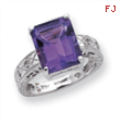 14k White Gold 12x10mm Emerald Cut Amethyst A Diamond ring