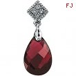 14K White Gold 12x8 Genuine Brazilian Garnet And Diamond Pendant