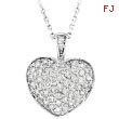 14K White Gold 1.30ct Diamond Puffed Heart Pendant Necklace