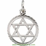 14K White Gold 13.25 Star Of David Pendant