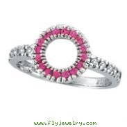 14K White Gold .14ct Diamond & .22ct Pink Sapphire Circle Ring