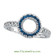 14K White Gold .14ct Diamond & .27ct Sapphire Circle Ring