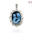 14K White Gold 14mm Diamond Everlasting Love Agate Cameo Pendant