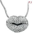 14K White Gold 1.5ct Diamond Lips Pendant On Snake Chain Necklace