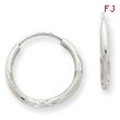 14K White Gold 1.5x14mm Diamond-Cut Endless Hoop Earrings