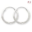 14K White Gold 1.5x16mm Diamond-Cut Endless Hoop Earrings