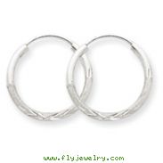 14K White Gold 1.5x16mm Diamond-Cut Endless Hoop Earrings