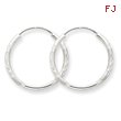 14K White Gold 1.5x20mm Diamond-Cut Endless Hoop Earrings