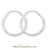 14K White Gold 1.5x20mm Diamond-Cut Endless Hoop Earrings