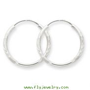 14K White Gold 1.5x20mm Diamond-Cut Endless Hoop Earrings