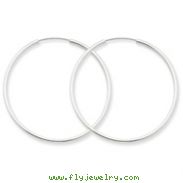 14K White Gold 1.5x40mm Polished Endless Hoop Earrings