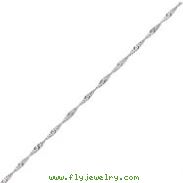 14K White Gold 1.65mm 9'' Solid Polished Singapore Ank