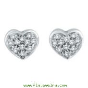 14K White Gold .17ct Diamond Heart Post Earrings