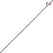 14K White Gold 1.8mm Diamond Cut Rope Chain 24