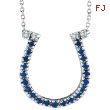 14K White Gold .19ct Sapphire Horseshoe & .04ct Diamond Pendant Necklace