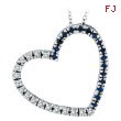 14K White Gold .20ct Diamond & .20ct Sapphire Slanted Heart Pendant Necklace