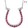 14K White Gold .21ct Pink Sapphire & .04ct Diamond Horseshoe Pendant Necklace