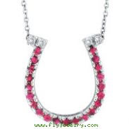 14K White Gold .21ct Pink Sapphire & .04ct Diamond Horseshoe Pendant Necklace