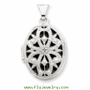 14K White Gold 21mm Oval w/Diamond Vintage Locket