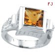 14K White Gold 2.44ct Citrine & .05ct Diamond Antique Style Square Ring