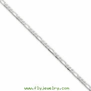 14k White Gold 2.4mm Flat Figaro Chain anklet