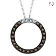 14K White Gold .25ct Champagne Diamond Circle Necklace Pendant SI1-SI2 G-H