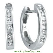 14K White Gold .25ct Diamond Channel Set Hoop Earrings