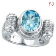 14K White Gold 2.5ct Oval Blue Topaz & .56ct Diamond Wave Design Ring