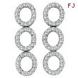 14K White Gold 2.60ct Diamond Triple Oval Earrings