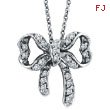 14K White Gold .26ct Diamond Bow Pendant On Link Chain Necklace