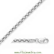 14K White Gold 2.75mm Hollow Rolo Chain