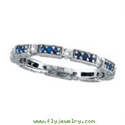 14K White Gold .28ct Diamond And Blue Sapphire Eternity Band