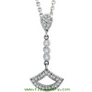 14K White Gold .28ct Diamond Chandelier Drop Pendant On Cable Chain Necklace