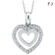 14K White Gold .28ct Diamond Double Heart Pendant On Cable Chain Necklace