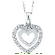 14K White Gold .28ct Diamond Double Heart Pendant On Cable Chain Necklace