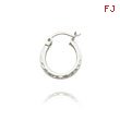 14K White Gold 2x10mm Diamond Cut Round Tube Hoops