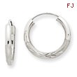 14K White Gold 2x15mm Diamond-Cut Endless Hoop Earrings