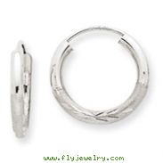 14K White Gold 2x15mm Diamond-Cut Endless Hoop Earrings