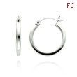 14K White Gold 2x15mm Square Tube Hoops