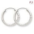 14K White Gold 2x17mm Diamond-Cut Endless Hoop Earrings