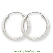 14K White Gold 2x17mm Diamond-Cut Endless Hoop Earrings