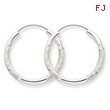 14K White Gold 2x20mm Diamond-Cut Endless Hoop Earrings