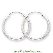 14K White Gold 2x20mm Diamond-Cut Endless Hoop Earrings