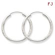 14K White Gold 2x25mm Diamond-Cut Endless Hoop Earrings