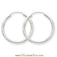 14K White Gold 2x25mm Diamond-Cut Endless Hoop Earrings