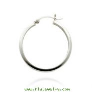 14K White Gold 2x25mm Square Tube Hoops