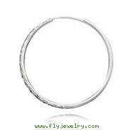 14K White Gold 2x30mm Diamond Cut Endless Hoops