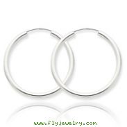 14K White Gold 2x30mm Polished Endless Hoop Earrings