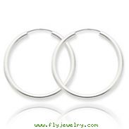 14K White Gold 2x30mm Polished Endless Hoop Earrings