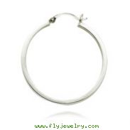 14K White Gold 2x30mm Square Tube Hoops